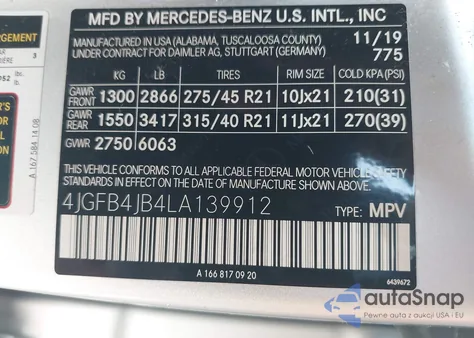2020 Mercedes-Benz Gle 350 from USA, damaged, VIN 4JGFB4JB4LA139912
